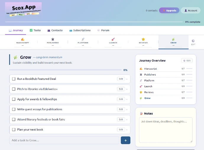 planning and productivity tool for authors